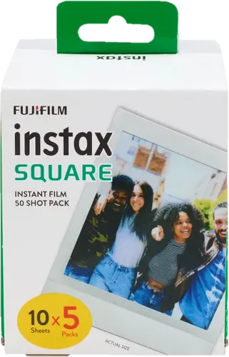 Fujifilm Instax Film Square (50 Stück) - Fotofilme für Fujifilm Instax Square Kameras, 50 Fotopapiere im praktischen Paket, ideal für kreative Sofortbilder mit weißem Rand.