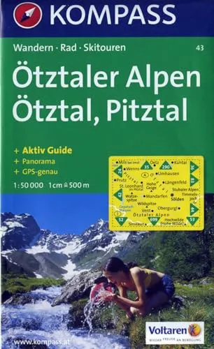 Ötztaler Alpen, Ötztal, Pitztal: Wander-, Rad- und Skitourenkarte. Mit Panorama. GPS-genau. 1:50.000