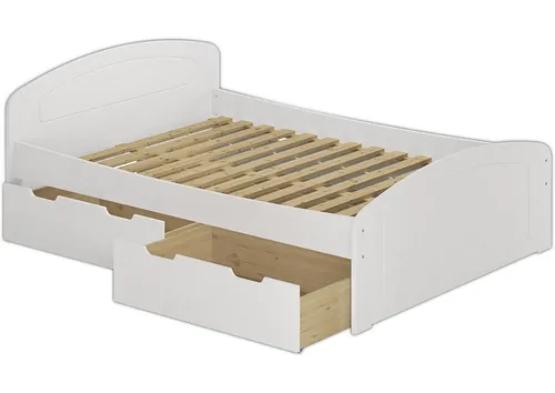 ERST-HOLZ Massivholzbett Doppelbett 200 x 200 Kiefer Weiß mit Rollrost, Kiefer waschweiß