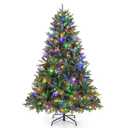 5ft/1.5m Künstlicher Weihnachtsbaum mit Beleuchtung Lappland-Tanne - 180 LEDs Warmweiß, Schnee beflockt, 567 PE/PVC Zweigspitzen, faltbarer Metallständer für Weihnachtsdekorationen Zuhause