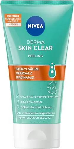 Produktbild NIVEA Derma Skin Clear Peeling, porenverfeinerndes Peeling für Gesicht und Körper, Gesichtsreinigung mit Salicylsäure & Niacinamid für ein sichtbar verbessertes Hautbild (150 ml)