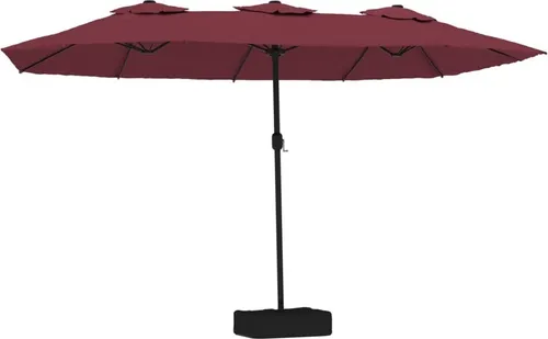 vidaXL Doppel-Sonnenschirm Bordeauxrot 449x245 cm - Robuster Sonnenschirm für optimalen UV-Schutz, mit leichtem Kurbelmechanismus und stabiler Sandsäule. Ideal für Garten und Terrasse.