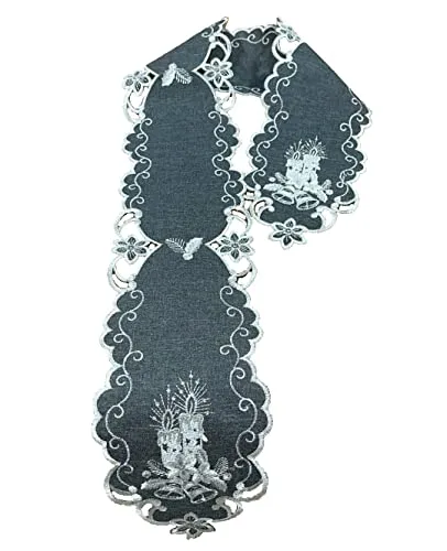 Tischband Tischdecke Tischläufer Side Bord Deckchen Weihnachten Kerzen (grau)