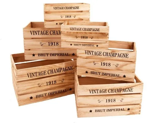 Lensing Holzkiste Champagner 40 x 30 x 22 cm - Dekorative Holzkiste für Champagner, ideal für stilvolle Geschenkverpackungen und besondere Anlässe.