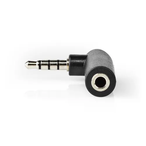 Nedis Stereo-Audio-Adapter - 3.5 mm Stecker - 3.5 mm Buchse - Vernickelt - 90° abgewinkelt - Metall - Schwarz - 10 Stück - Plastikbeutel