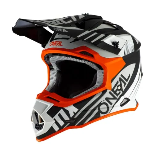 O'NEAL MX Enduro Helm 2SRS Spyde 2.0 | Sicherheit & Komfort in XXL Schwarz Weiß Orange - Motocross-Helm mit ABS-Schale für optimale Sicherheit. Ausgestattet mit Lüftungsöffnungen für besten Luftstrom und einem waschbaren Innenfutter. Inklusive Gratis Helmbeutel für den perfekten Schutz.