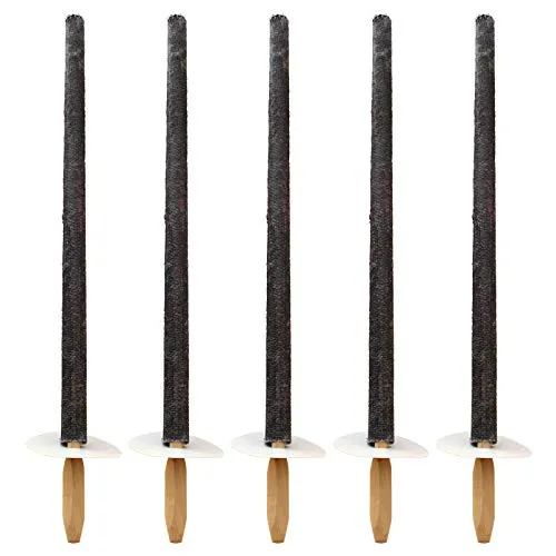 Ebersbacher Kerzenfabrik GmbH Gartenfackeln Wachsfackeln mit Handteller, 5 Stück, grau, Größe: ca. 30 x 500 mm Filzfackel Holzfackel Partyfackel