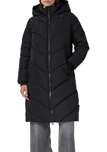 s.Oliver RED LABEL Steppmantel mit Kapuze in Black, Größe 44 - Eleganter Damen Steppmantel in geradem Schnitt, ideal für vielseitige Outfits. Mit kuscheliger Kapuze, praktischen Taschen und Storm Cuffs für zusätzlichen Komfort an kühlen Tagen.