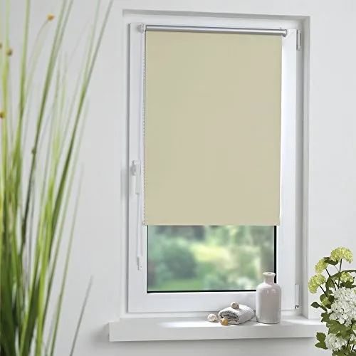 Liedeco® Rollo Klemmfix Thermobeschichtet - 45 x 150 cm vanille (B x H) / lichtundurchlässig verdunkelnd stufenlos verstellbar/kein Bohren; Klemmen/Klemmfix Rollo Sonnenschutz Sichtschutz