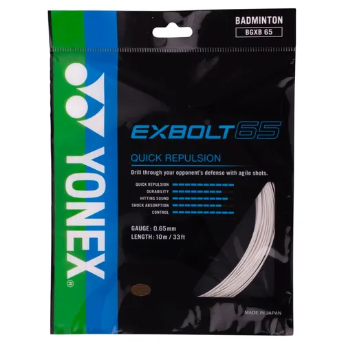 Yonex Badmintonsaite Exbolt 65 (Kontrolle) weiss 10m Set, Saitendicke: 0.65
