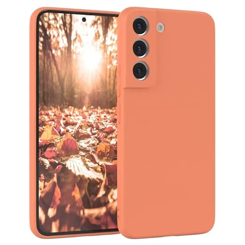 EAZY CASE - Silikonhülle für Galaxy S22 5G Hülle Silikon Case Orange weich stoßfeste Handyhülle Schutzhülle mit Kameraschutz Dünn Premium Schutz Cover TPU Phone Bumper in Pastell Hellorange Matt