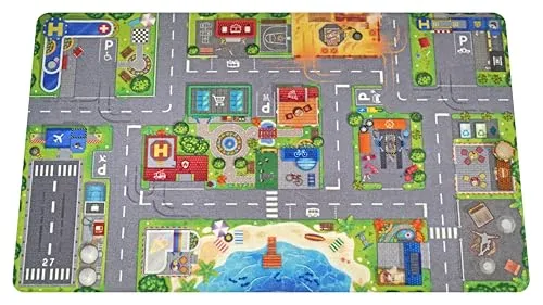 HuggyPlay Spielteppich City Kinderteppich 90 x 150 cm