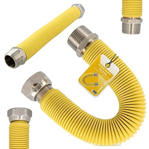 Flexibler Gasschlauch Schlauchrohr 3/4x3/4 AG 200-400mm Propangas Herd Schläuche Propan Butan DN12 Edelstahl PVC Gasanschlussschlauch Gasflaschen Campinggeräte Gaskocher Grill Küche Gasgrillgeräte