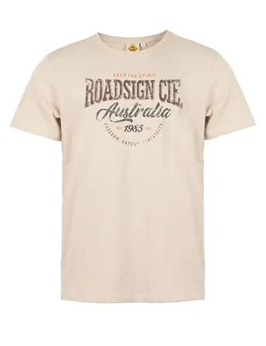 ROADSIGN australia Herren T-Shirt modernes Print-Shirt mit stilvollem Logo beige, 2XL