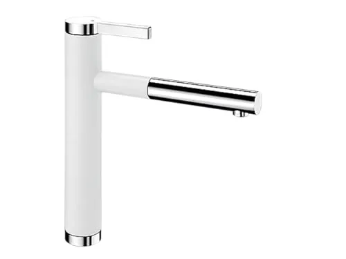 BLANCO LINEE-S Küchenarmatur - Premium Einhebelmischer in silgranitweiß/chrom mit herausziehbarem Schlauch und wassersparendem Strahlregler - ideal für exklusive Küchengestaltung.