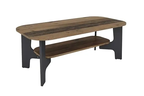 byLIVING Jonny Couchtisch Old Wood - Konsolentisch fürs Wohnzimmer mit praktischem Ablageboden, pflegeleichter Melaminoberfläche und nachhaltigen Materialien für einen modernen Look.