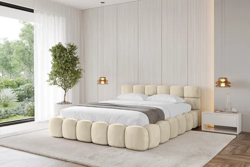 ALTDECOR Polsterbett LEYA v1 mit Matratze H3/H4 und Bettkasten