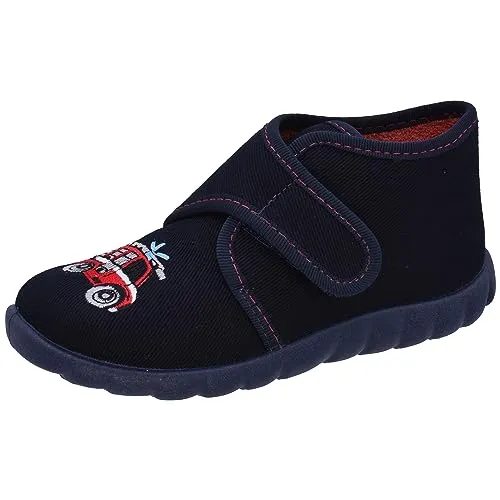 Fischer Jungen Mini Hohe Hausschuhe, Blau Marine 521, 21 EU - Hausschuhe für Jungen mit softem Obermaterial und Klettverschluss für optimalen Sitz. Ideal für komfortables Hineinschlüpfen und rutschfestes Laufen.