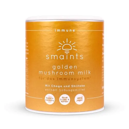 Produktbild smaints Golden Mushroom Milk | Golden Milk Vitalpilz-Mischung mit Kurkuma, Chaga, Shiitake & Ingwer | Vitalpilz Superfood mit Vitamin C für das Immunsystem* | Immunsystem stärken* | Curcuma Latte Mix