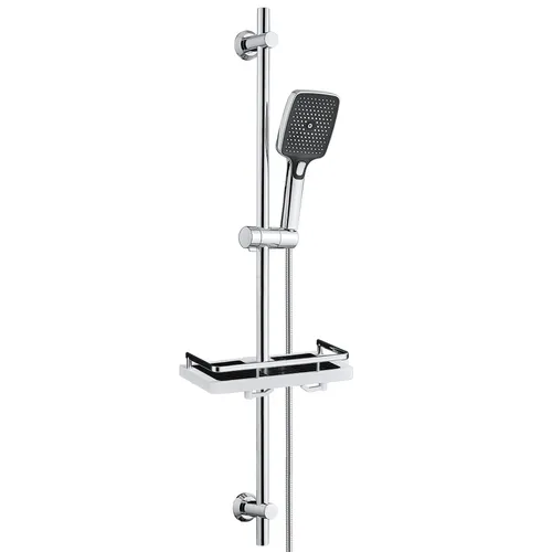 JOHO Edelstahl Duschstange 100 cm mit Duschablage und Handbrause Set
