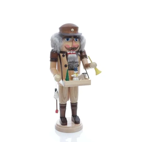 Rudolphs Schatzkiste Nußknacker Spielzeughändler mit Bauchladen Höhe= 36cm NEU Weihnachten Seiffen Nutcracker Nüsse Erzgebirge Winter Dekoration Holzkunst Holz Weihnachtsmann Christmas Walnuss