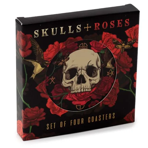SKULLS & ROSES Totenkopf Rosen Skulls & Roses Skelett UNTERSETZER 4er Set