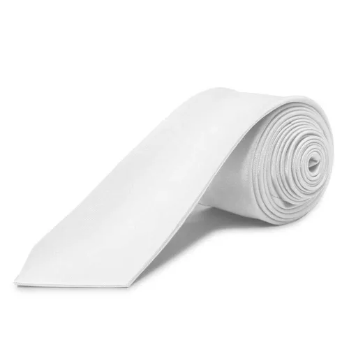 Klassische schmale Unisex-Krawatte aus Polyester-Modesatin Weiße Farbe