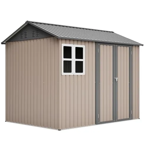 Gartenhaus Metall 239x170x201 cm mit Fenster & Satteldach, wetterfest und ideal für Fahrräder - Großzügiger Stauraum für Fahrräder und Gartengeräte: Das Gartenhaus bietet mit seinen 239 x 170 x 201 cm ausreichend Platz. Wetterfeste Konstruktion und optimale Belüftung durch 4 Luftschlitze sorgen für Schutz und Frische.