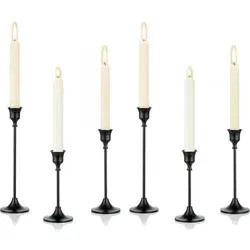 Eleganter Kerzenständer Metall für Stabkerzen - 6er Set in Schwarz - Set mit 6 eleganten Kerzenständern in Schwarz, ideal für Hochzeiten und festliche Anlässe. Mit verschiedenen Höhen für kreative Tischdekoration – verleiht jedem Raum einen Hauch von Stil und Wärme.