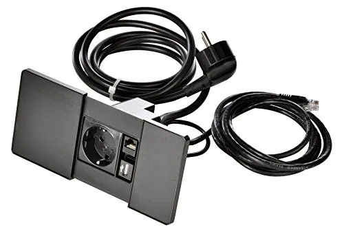 Kopp 939621017 Versapad Einbausteckdose, IP20, 3400 W, Schwarz