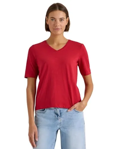 Damen Basic T-Shirt mit Kurzarm und V-Neck