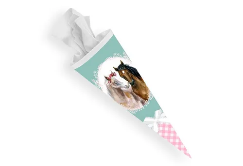 itenga Schultüte itenga Schultüte Zuckertüte 70cm rund Pferde Filzv