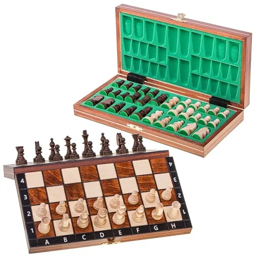 Square - Schach Schachspiel aus Holz - MAGNETISCHE - Classic - 26 x 26 cm - Schachfiguren & Schachbrett aus Holz