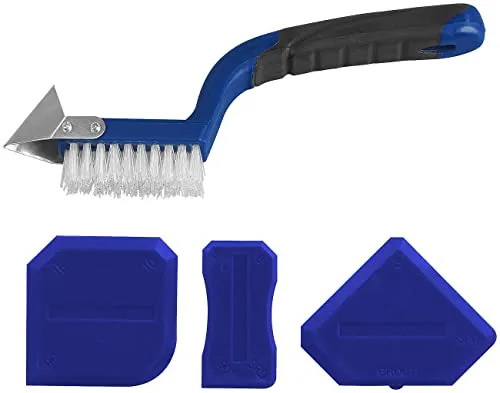 AGT Silikonentferner: 5in1-Fugenwerkzeug-Set mit Fugenmesser, Fugenbürste, 3 Fugenglättern (Fugenkratzer, Fugenentferner, Kratzer Entferner)