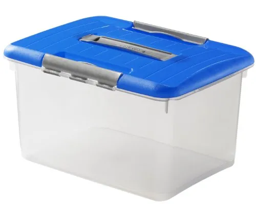 Curver 00032-376-00 Transportbox Optimabox - L, 15 L, transparent/blau/Silber