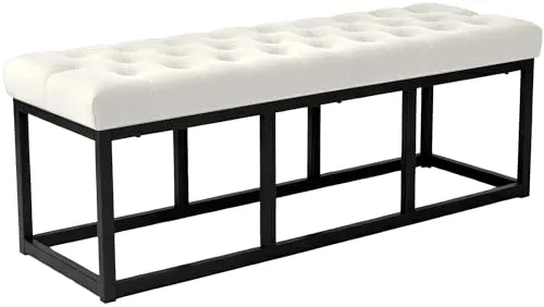 CLP Sitzbank Polson Samt 120 cm - Elegante Polsterbank mit Metallgestell - Modische Sitzbank aus 100% Polyester mit hochwertiger Steppung. Bequem und stabil, ideal für jeden Einrichtungsstil. Mit Bodenschonern für einen sicheren Stand und maximaler Belastbarkeit von 200 kg.