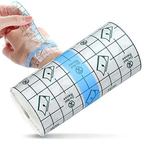 Duschpflaster RolleTattoo Pflaster Folie Folienverband Duschpflaster Wasserfest Groß Wasserdicht Transparent Bandage Wasserdichtes Pflaster Rolle zum Sport Duschen Duschpflaster (10cm x 10m)