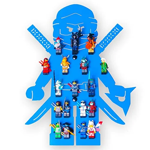 moin minis Kinderzimmerregal für 18 Minifiguren kompatibel mit Ninja Figuren Klemmbausteinen, Aufbewahrungsregal Schaukasten Regal Wandregal Ordnungssystem Sammelvitrine