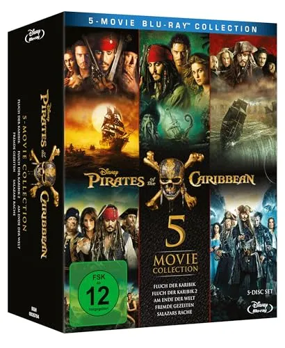 Pirates of the Caribbean 1-5 Box [Blu-ray] - Boxset mit allen 5 Filmen der beliebten Piratenreihe, ideal für Filmabende und Abenteuerliebhaber!