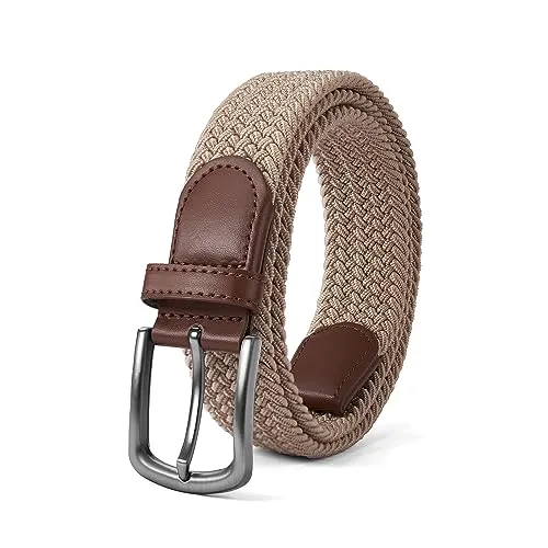 PlusZis Herrengürtel, elastischer Gürtel, Stretch, geflochtener, lässiger Gürtel, 3,5 cm, mit Geschenkbox.