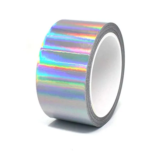 Produktbild Finest Folia (1,39€/m) 10 Meter Hologramm Zierstreifen Basteln Möbel Auto Motorrad Modellbau Deko Dekorstreifen Klebestreifen selbstklebend DIY (Hologramm Silber, 30mm Breite)