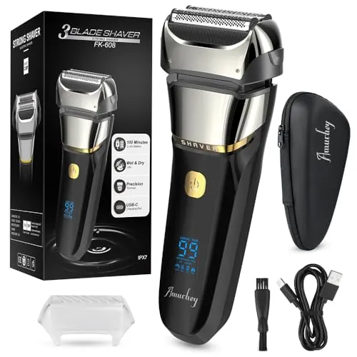 Elektrischer Herrenrasierer mit 3 flexiblen Klingen