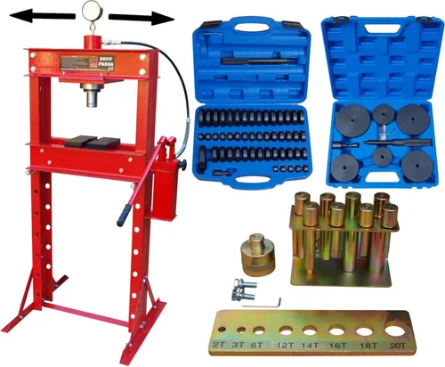 Werkstattpresse 30T mit 2Pumpen +Druckstück Treibsatz 18-150 +Druckdornsatz 8tlg