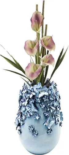 Kare Design Deko Vase Butterflies, hellblau - Vasen: Romantische Keramikvase mit filigranen Schmetterlingen, 35 cm hoch – ideal für Kunstpflanzen und als dekorativer Blickfang.