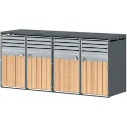Mülltonnenbox - Abschließbare Mülltonnenverkleidung für 4 Tonnen (120/240 Liter), dunkelgrün - Praktische Mülltonnenbox für 4 Mülltonnen (120/240 Liter) mit abschließbaren Türen. Ideal zur Aufbewahrung und Verkleidung, aus robustem, pulverbeschichtetem Stahl.