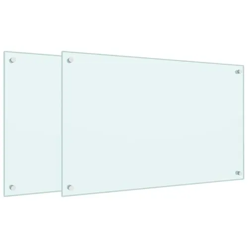 vidaXL Küchenrückwände 2 Stk. Weiß 80x50 cm Hartglas - Duschabtrennungen aus robustem Hartglas, idealer Spritzschutz für die Küche, stoßfest und temperaturbeständig bis 240 ℃, einfache Reinigung und Montage.