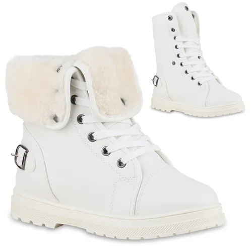 VAN HILL Damen Warm Gefütterte Sneaker High - Winter Sneaker für Damen, warm gefüttert mit Kunstfell, ideal für kalte Tage und komfortables Tragen dank flacher Sohle und Schnürung.