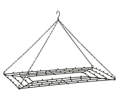 Spetebo Deko Hänge Gestell schwarz - 52 x 37 cm - Metall Hänger mit Kette - Deckenhänger Metallkranz Deckenkranz zum Schmücken