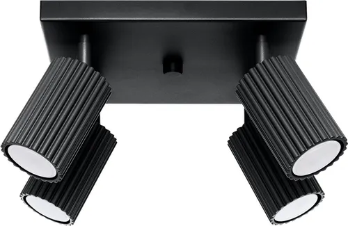 Verstellbare Spot Lampe Aluminium GU10 4-flammig Schwarz - Moderne Deckenlampe aus Aluminium, dreh- und schwenkbar für gezielte Beleuchtung. Ideal für Wohnzimmer, Küche und Flur - individuelle Leuchtmittelwahl für flexibles Licht!