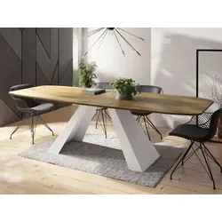 WFL Group Esstisch, Oval, Eiche, 80x76x160 cm - Eleganter Esstisch aus Eiche mit Ausziehfunktion für bis zu 12 Personen, ideal für Esszimmer und offene Küchen – perfekt für Familienfeiern und geschäftliche Anlässe.